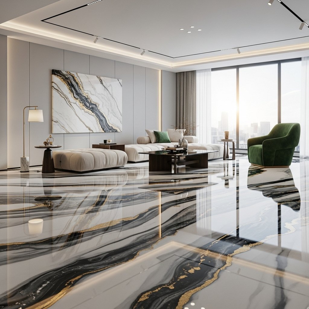 3D Epoxy Marble Effect Floor Paint | Luxury Decorative Epoxy Flooring (OEM & Export Services)
